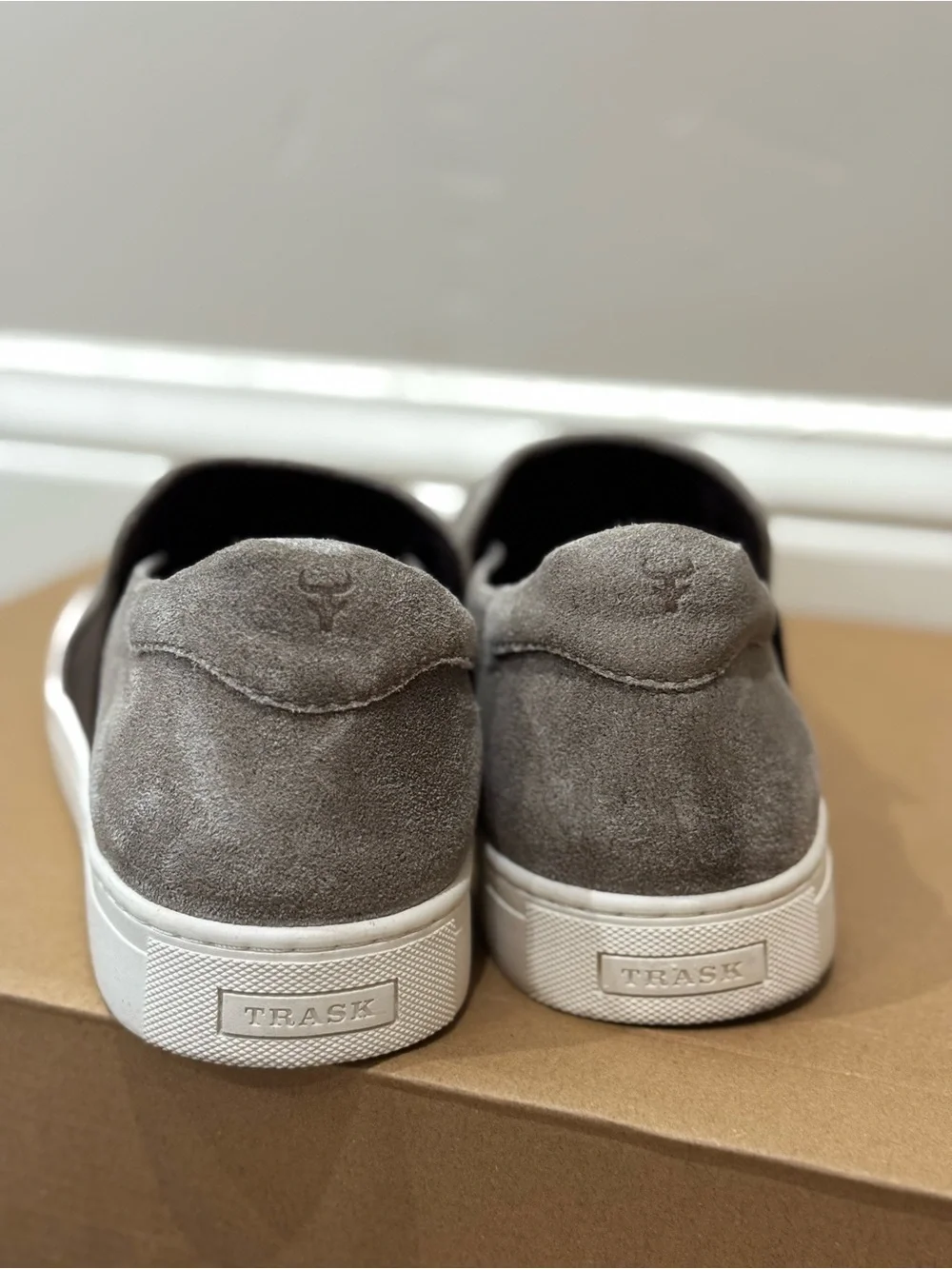 Trask Grey Suede Slip-On Loafers
